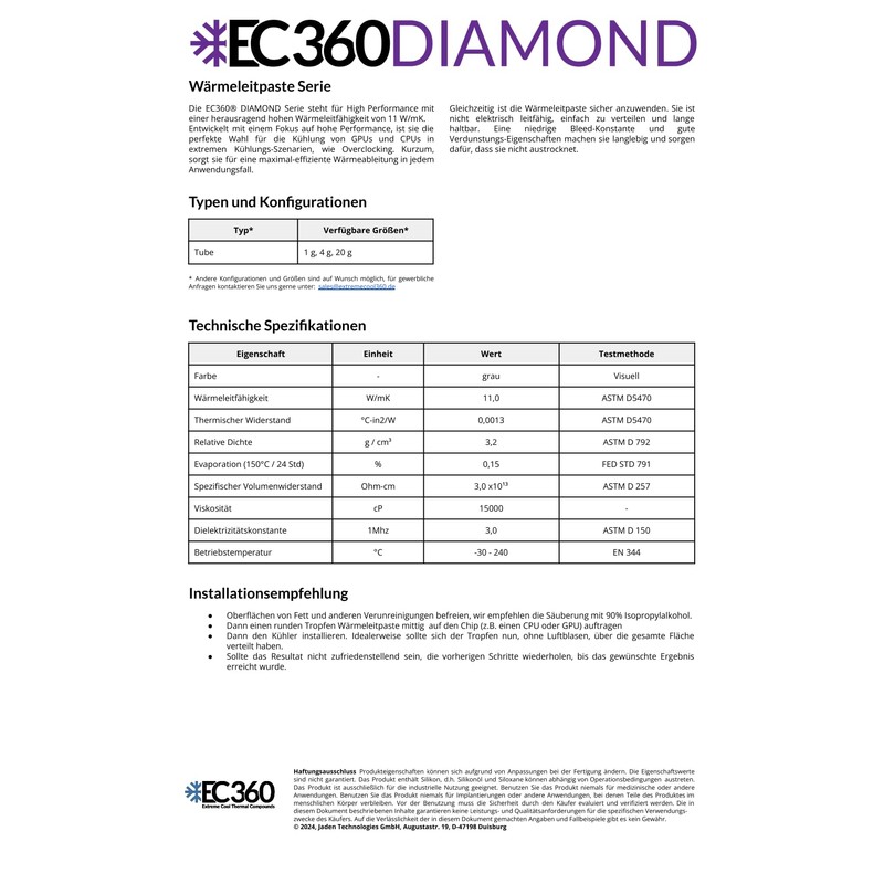 EC360® DIAMOND 11W/mK High Performance heat sink compound (1g)
