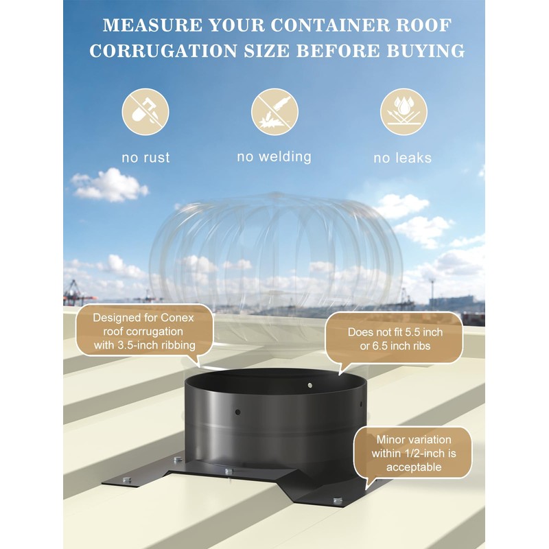 8" Roof Whirlybird Turbine Vent Adapter for Shipping Containers –