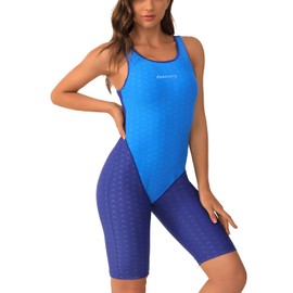 Eukivntn Traje de baño competitivo de una pieza para mujer, traje de baño deportivo con espalda cruzada para adolescentes, marino, L