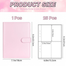 A5 Kpop Photocard Binder, 6 Ring Binder Album with 200 Card Slots, PU Leather Binder Cover with Magnetic Buckle Closure for Organizing Trading Cards (Pink)