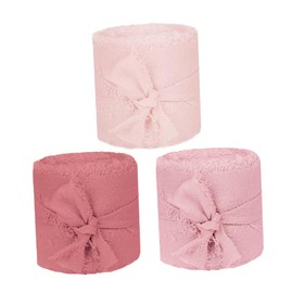 BAZEITFLOW 3 Rollos Cinta de Rosa con de Metros para Manualidades DIY Envoltura de y Decoración de Bodas Showers y Nupciales