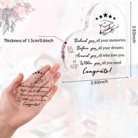 Graduation Gifts for Her/Him 2025 Inspirational Grad Heart Acrylic Keepsake Sign,College High School Graduation Gifts,Graduations Party Decorations Favors (transparent-Behind you)