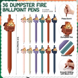 Sayglossy 36 Sets Christmas Dumpster Fire Gifts Funny Ballpoint Pens Acrylic Keychains and Bookmarks Employee Emotional Support Appreciation Gifts Bulk for Office Coworkers Staff Team