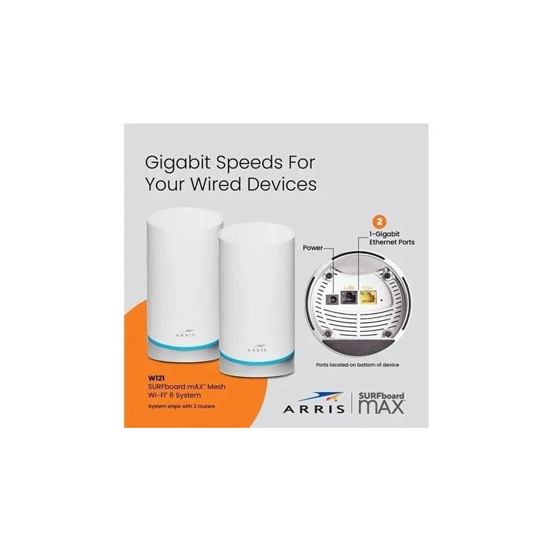ARRIS Surfboard mAX W121 MESH WiFi 6 Router System 3-PACK