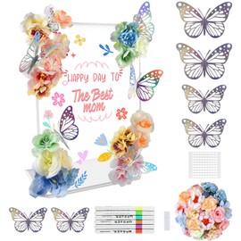 Arts & Crafts Supplies DlY Craft Kits Set - Fake Flowers Heads 3D Butterfly Unique Gifts for Mom from Daughter or Son for Mother's Day Birthday Christmas, Gift for Women
