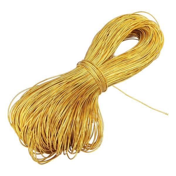 sourcing map Metallic Cord,1mm/120m Gold Elastic Strings Metallic Stretch Thread