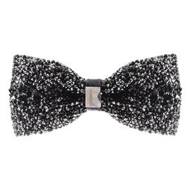 Man of Men Rhinestone Bow Ties for Men - Pre Tied Sequin Bowties with Adjustable Length - Huge Variety Colors Available (Jewels - Black)