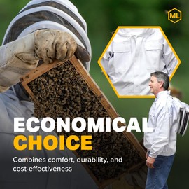 Mann Lake Economy Hooded Beekeeping Jacket, Lightweight Protective Bee Gear with Hooded Veil, Cool & Breathable, Ideal for Warm Weather, Budget-Friendly Beekeeper Outfit for Beginners, X-Large