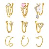 AVYRING Fake Nose Ring CZ Dangle Nose Cuffs Gold Faux