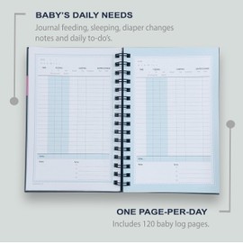 Baby’s Daily Log, Planner and Keepsake Journal- Track Feedings, Sleeping Schedules, Memorable Moments, Milestones by Kahootie Co (Teal)