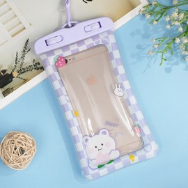 Floating Character Phone Air Waterproof Pouch with Touchscreen Purple Bear Floating Waterproof Phone Pouch 5ea