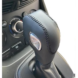 Black Leather Gear Shift Knob Cover for Ford Focus 2012-2016 / Fiesta 2014-2016 / Fusion S / SE 2013-2016 / Fusion Gear Shift Cover