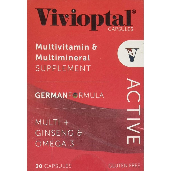 Vivioptal Active 30 Capsules - Multivitamin & Multimineral Supplement - Ginseng & Omega 3