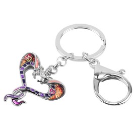 Floral Enamel Cobra Snake Keychain Pendant Keyrings for Women Girls Unique Purse Charm, Purple, Medium