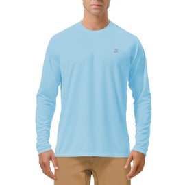 Roadbox Mens UPF 50+ UV Sun Protection Shirts Outdoor Long Sleeve SPF Diving Rash Guard for Fishing Hiking Swimming Blue