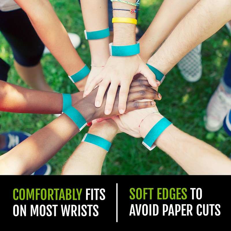 100 WristCo Caribbean Blue Tyvek Wristbands for Events - Comfortable