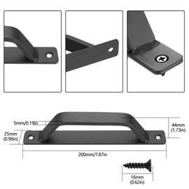 Xingwenhao Sliding Door Handle, 2 Pieces D-shaped Door Handles, Black Barn Door Handles, 200 mm Sliding Door Handles for Garage, Shed, Door, Cabinet, Wardrobe, Door Accessory Handle, Pulls Door