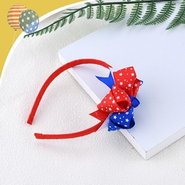4th of July Headband Outfits for Women USA American Flag Red White and Blue Bow Headband for Independence Day Hair Accessories Fourth of July Patriotic Star Hair Hoop for Memorial Day Decorations