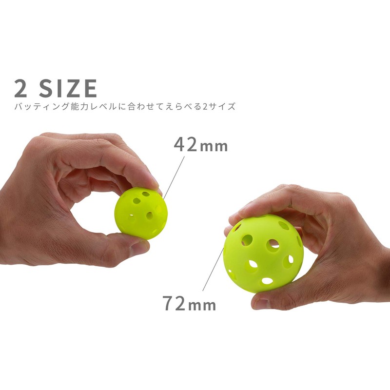 GP Baseball Batting Practice Balls, Perforated, Polyethylene, Fluorescent Green, 2.8