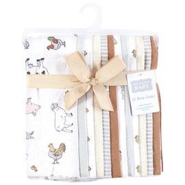 Hudson Baby Unisex Baby Flannel Burp Cloth 12pk, Farm World, One Size