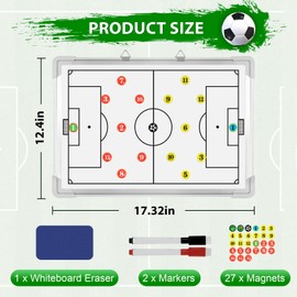 Soccer Dry Erase Coaches Clipboard, Large Soccer Lineup Coaching Strategy Tactics Board,Portable Soccer Clipboard for Coaches Soccer Dry Erase Whiteboard Strategy Tactical Blackboard