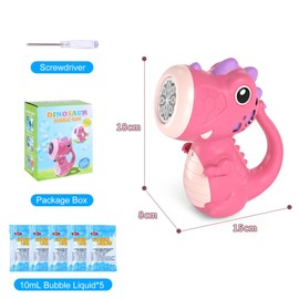 Bubble Machine for Kids - Dinosaur Automatic Bubble Machine with Lights, 5000+ Bubbles per Minute, Bubble Maker for Kids with Bubble Solution, Bubble Toy for Birthday Party, Festivals