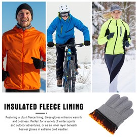 Mayoii Thermal Gloves, Running Warm Liner Glove Outdoor Windproof Touchscreen Gloves for Men Women Sport Walking Riding Driving Cycling (Grey, L)