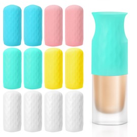 MVVM 12 Pack Silicone Bottle Covers, Traveling Leak Proof Caps Liquids Multiple Sizes Elastic Sleeves For Leak Proofin Fit Travel Size Bottles Toiletries Women Men(Yellow, Green, Blue, Pink, White)
