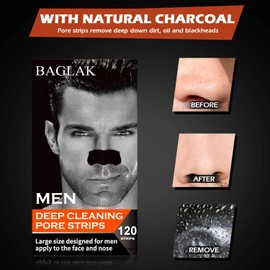 Men's Blackhead Pore Strips - 120 Deep Cleansing Facial Nose Removal Large Size for Nose+Face 1 Count / 남성 블랙헤드 모공 스트립 - 120 딥 클렌징 얼굴 코 제거 코+얼굴용 라지 사이즈 1 Count