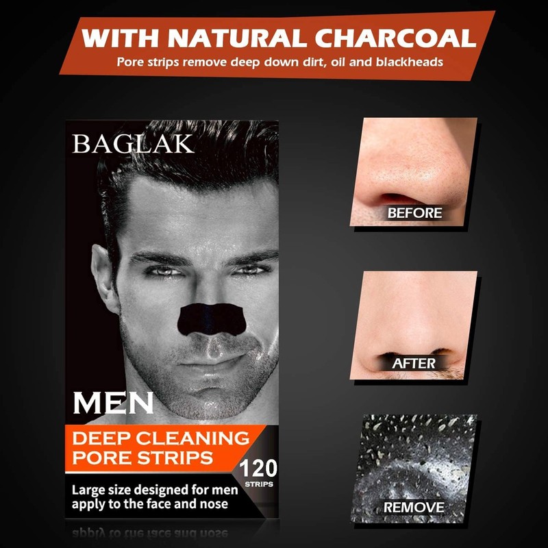 Men's Blackhead Pore Strips - 120 Deep Cleansing Facial Nose