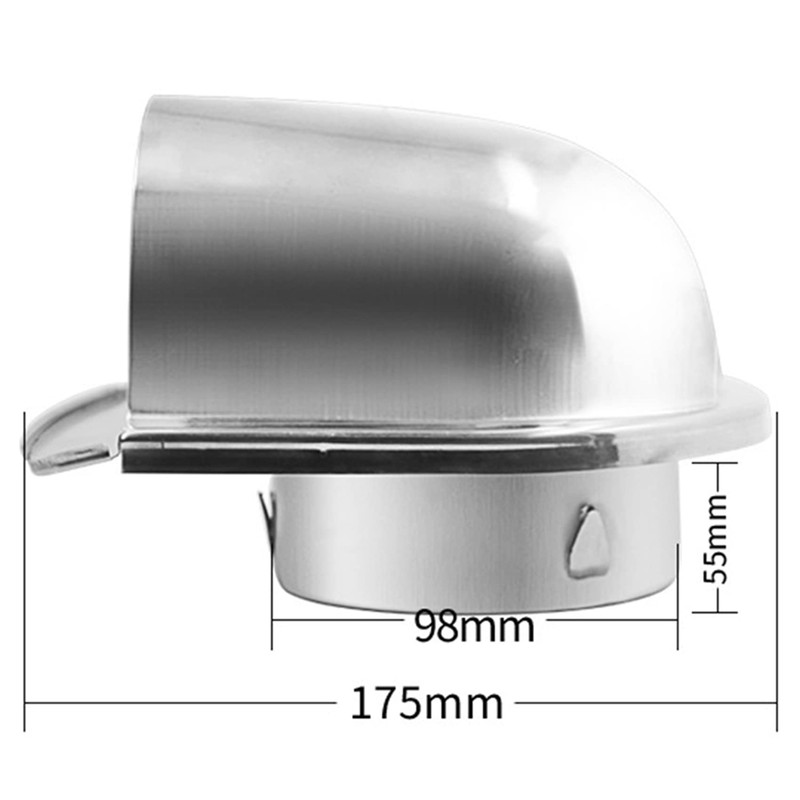 2pcs 4Inch 100mm Waterproof Stainless Steel Vent Vent Hood Anti-