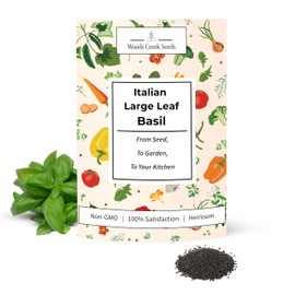 Woods Creek Seeds: Italian Large Leaf Basil Seeds for Planting - Over 2,900 Heirloom Non-GMO Italian Basil Seeds - Beginner Friendly Seed for Planting Herbs at Home, Outdoors, Indoors or Hydroponics