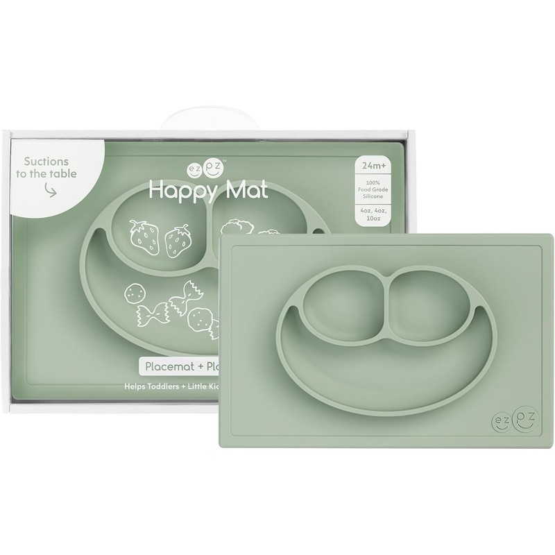 ez pz Plato Autoadherible Silicon para Bebé Happy Mat. Mantel