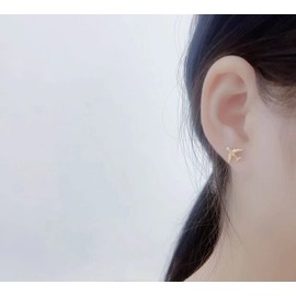 CZ Airplane Cartilage Stud Earrings 925 Sterling Silver Crystal Cubic Zirconia Tiny Small Plane Airline Aircraft Tragus Post Pin Piercing Sleeper Studs Earring Fashion Jewelry Birthday Gifts for