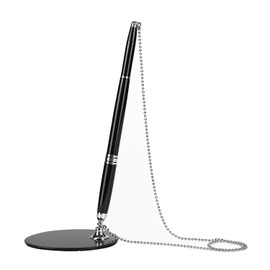 Desk Pen, Metal Ballpoint Pen, Tabletop Fixing, Sign Pen, Anti-Slip, Pencil Holder Holder, Long Chain Connection, Drop and Loss Prevention, Suitable for Counters, Banks, Hotels, Fronts, Meeting Rooms, Receptions, Studies, Offices, Black, Light Blue Ballp