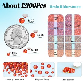 12100Pcs Resin Rhinestones for Crafting with 3Pcs 10ml B7000 Jewelry Glue, 2 Boxes Flatback Crystals Diamond (Red Zircon) for Bedazzling Crafts DIY Nail Art，Non Hotfix Gems for Clothing Shoes