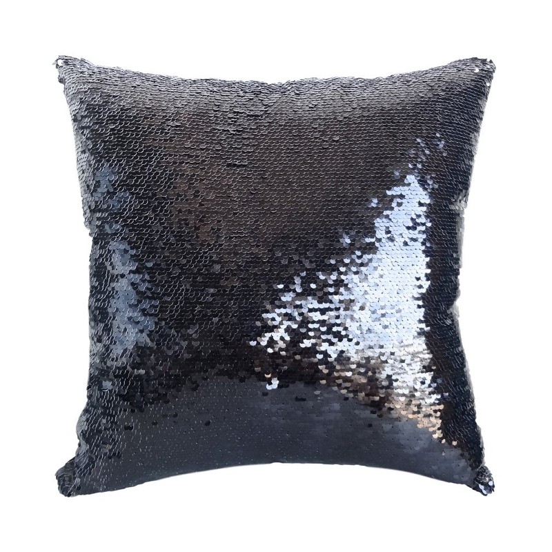 San Tungus Black and White Sequin Mermaid Throw Pillow Case,16"x16"