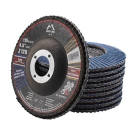 Merryland Flap Disc 115 Metal for Angle Grinder, 115mm 120 Grit T29 Flap Wheel 10 Pieces, Blue Zirconium Corundum INOX Stainless Steel Iron Universal 4.5 inch, Craft-Line FC1107614-10