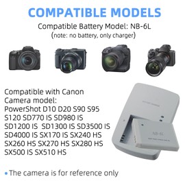 KWTOUL NB-6L/NB-6LH CB-2LY Battery Charger Compatible with Canon PowerShot SX540 HS, SX530 HS, SX520 HS, SX510 HS, SX500 HS, SX170 is,SX700 HS, SX710 HS,SX610 HS, SX600 HS, S120, D20, D30, S90