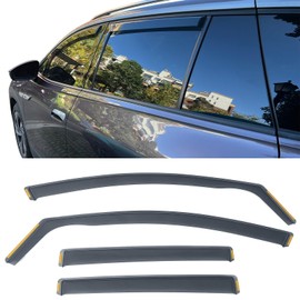IKON MOTORSPORTS, Window Visors Compatible with 2021-2024 Volkswagen ID.4, in Channel Smoke Acrylic Shade Rain Sun Guards Wind Vent Air Deflector, 2022 2023