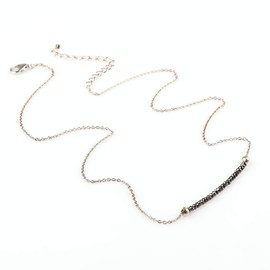 InfinityGemsArt AA+ Grade Black Diamond Gemstone Beads Bar Necklace, Dainty Necklace, Birthstone, Healing Crystals Premium Jewelry, Rhodium Plated 925 Sterling Silver Chain 18 inch,