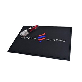 Barber Strong The Barber Mat, Countertop Workstation Mat for from Hair Cutting Tools and Accessories, Extra Grip for Slip-Prevention, Black w/Tri-Color Logo