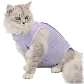 Cat Surgery Suit Surgical Cat Professional Recovery Suit for Abdominal Wounds or Skin Diseases, E-Collar Alternative for Cats and Dogs, After Surgery Wear, Cat Surgical Mask (S, Purple)