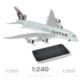 QIYUMOKE 1/240 A380 Qatar Airways Airplane Model Kit (Total Length 30 cm) Airbus A380 Resin Airplane Model with Display Stand for Adult Aviation Gift and Display Decoration