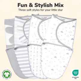 Mama Cheetah Preemie Swaddle Sack, Organic Cotton Swaddling Sleep Sacks, Preemie Swaddle Blanket Wrap, Easy Swaddles for Premature Baby Boy Girl 4-7 lbs, Newborn Essentials, 4-pack Grey