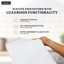 TEXAS LINEN CO. 100% Cotton Dish Cloths - Flour Sack Kitchen Towels - Cotton Blank Towel - Thick Absorbent Quick Dry, Machine Washable - Cleaning & Drying - 28"x28" - Pack of 12 (White)