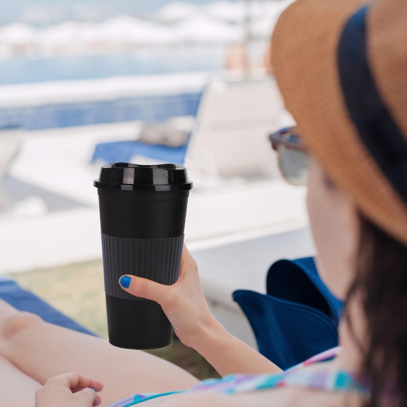 Yisituo 16oz Plastic Coffee Cup (12, Black)