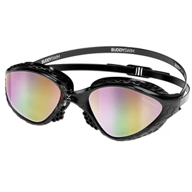 BUDDYSWIM Swimming Goggles OzeanX, Antifog with Panoramic XVISION Lenses. Protection UV400. Hydrodynamic Fit. Swim goggles adult for Open Water and Pool Swimming. Black/Iridium