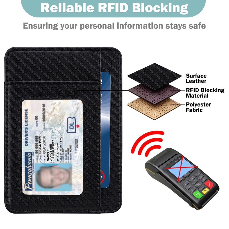 HOTCOOL Slim Wallet for Men, Minimalist Front Pocket Simple Leather