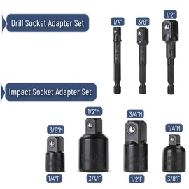 Bates- Impact Extension and Socket Adapter Set, 7 pcs, 1/4" Hex Shank Drill Extension Set, Impact Socket Adapter and Reducer Set, Impact Sockets Adapter Sets, Impact Driver Socket Adapter